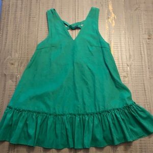 Green ruffled bottom dress.